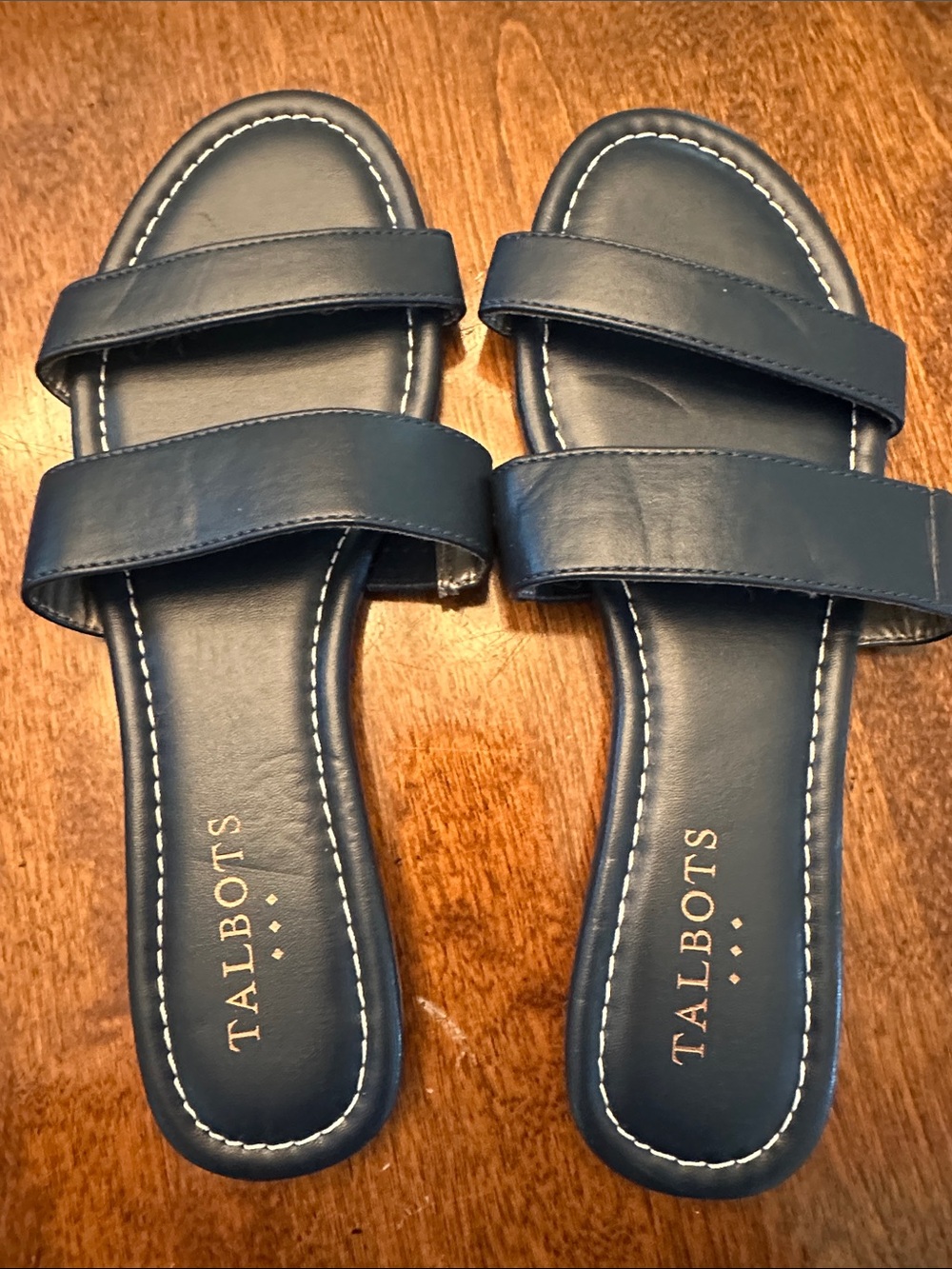 Talbots Navy Double-Strap Slide Sandals for Women